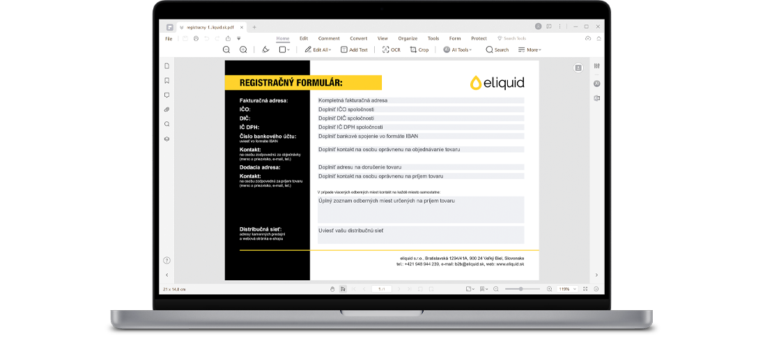 Registrácia eliquid.sk